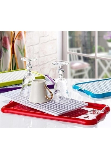 Ollevra Pratik Lavabo Tezgah Üstü Bulaşık Kurutmalığı Süzmatik 22x40 Cm Çok Renkli
