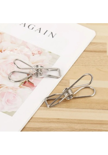 20 Adet-20 Adet Çok Amaçlı Rüzgar Geçirmez Clothespin Paslanmaz Çelik Deniz Sınıfı Dayanıklı Mandal Metal Asılı Klipler Elbise Havlu Çorap