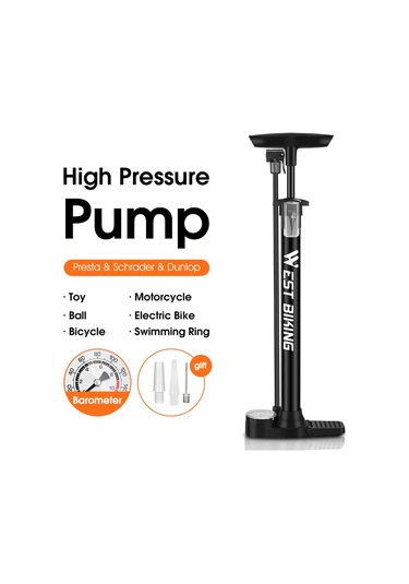 Suofeng West Bıkıng 140psı Yüksek Basınçlı Fren Çevresi, Bisiklet-elektrikli Araba Topu İçin Dikey Pompa, Manometreli, T Tipi Kolu, Katlanabilir Taban, Amerikan-fransız Valfi Gümüş