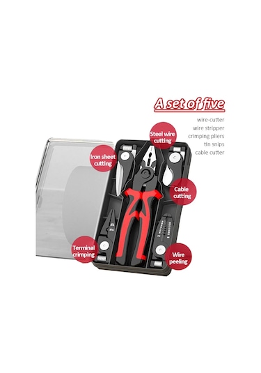 Conventions1 Elektrik 5-in-1 Çok Fonksiyonlu Pense Seti,