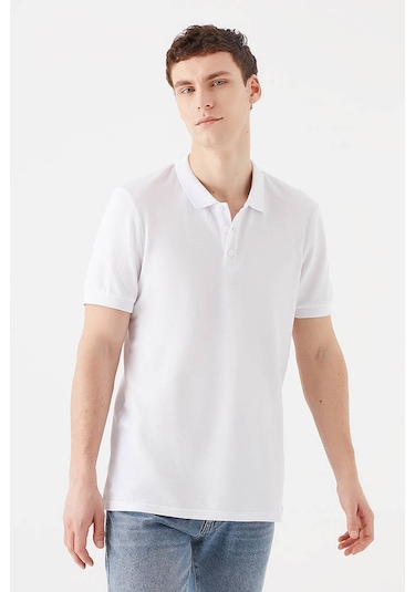 Mavi Erkek Polo Yaka T Shirt 064946-27879 Beyaz Beyaz