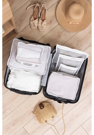 6 Parça Bavul Organizer, Valiz Organizer, Valiz Düzenleyici Desenli