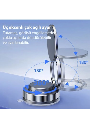 Mıknatıslı Çok Güçlü 360 Derece Araç İçi Telefon Tutucu Esnek Kullanım Alanı Magsafe Uyumlu
