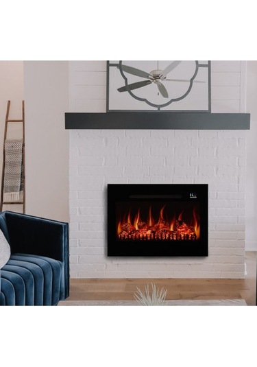 Pagla 80 Derin - Isıtmalı Elektrikli Şömine Sınırsız Renkli Cam Çerçeveli