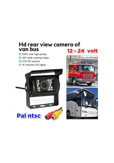 Metal Kasa 18 Ir Led Araç Kamerası 12-24 Volt 12 M. Video Kablosu