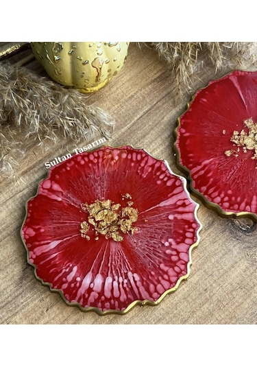 Tekli Epoksi Bardak Altlığı - 112 Kırmızı