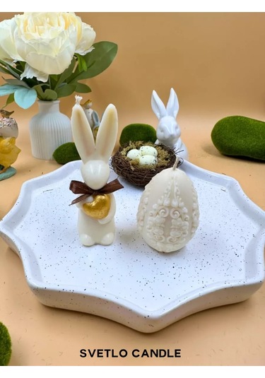 Svetlo Candle Paskalya Fildişi Hare Ve Yumurta Mumları 222536687 Beyaz