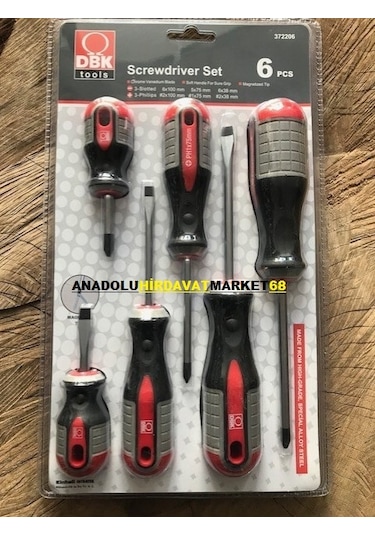 Dbk Crv Çelik Yıldız Uçlu Tornavida Düz Uçlu Tornavida Seti 6Pcs