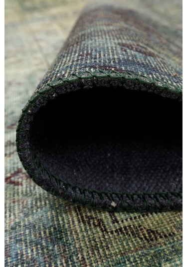 Blues Vintage Desenli Dokuma Taban Dekoratif Yeşil Halı Al 23 Renkli