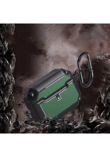 Airpods Uyumlu Pro İçin Kancalı Mecha Donanım Tpu Kulaklık Koruyucu Kılıf Altın