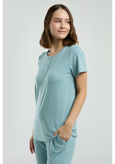 Pierre Cardin 8985 Kısa Kol Kadın Pijama Takımı Su Yeşili