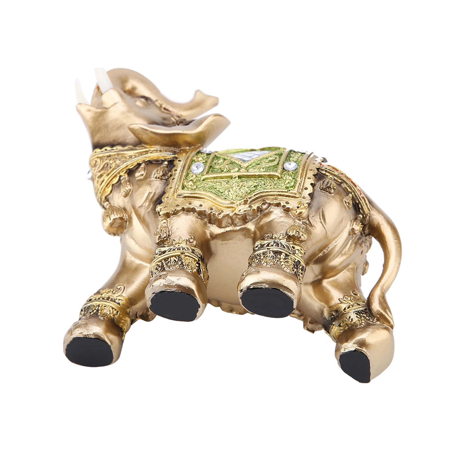 Konesam Yeşil Orta Boy Feng Shui Zenginlik Ve Şans Getiren Resin Fantezi Fil Heykeli - Ev Ofis Dekorasyonu Hediyelik Sanat Eseri