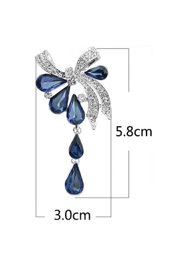 Sones Kadın Matkap Damla Kelebek Düğümlü Broş Mavi