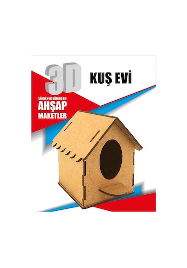 Ahşap Kuş Evi Maketi - 3 Boyutlu