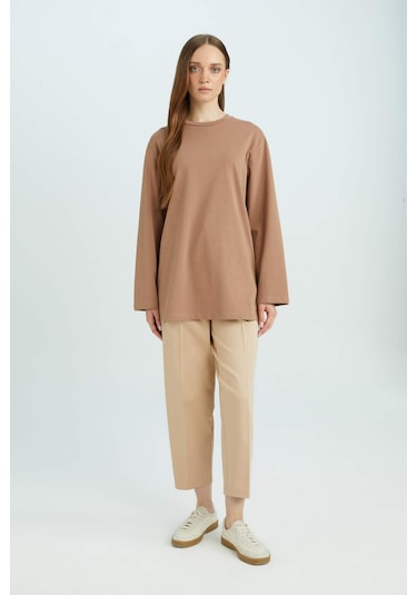 DeFacto Regular Fit Bisiklet Yaka Basic Düz Uzun Kollu Tişört Tunik D4897AX24WNBN299 DeFacto Regular Fit Bisiklet Yaka Basic Düz Uzun Kollu Tişört Tunik D4897AX24WNBN299