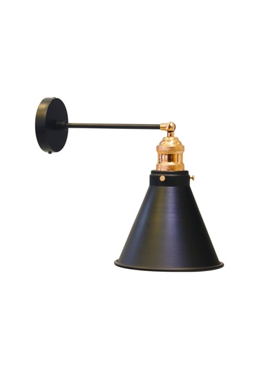 Ince Siyah Duvar Mafsallı Dekoratif Duvar Aplik Lamba Rustik Pastane Resepsiyon Showroom Hol Siyah