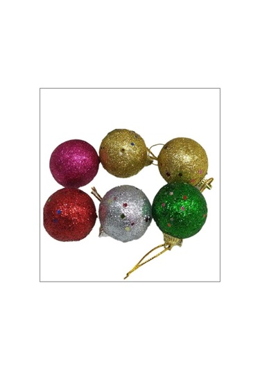 Party Marty Yılbaşı Süsü Simli Top 4cm 6lı