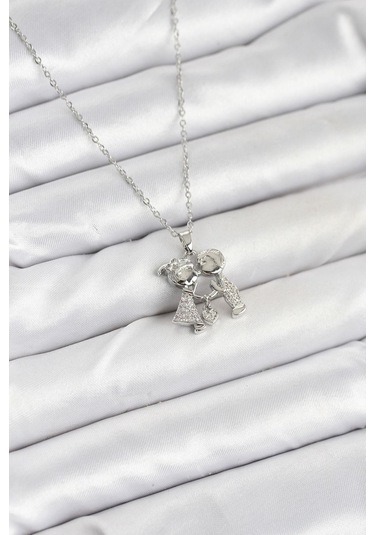 316l Çelik Zincir Gümüş Renk Erkek Kız Model Kadın Kolye - Prt3500eb09341-95263 Gümüş