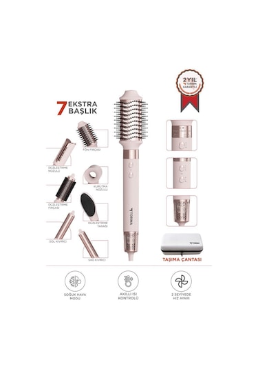 Torima Thd-01 Pembe 7 In 1 Hava Üflemeli Saç Şekillendirici