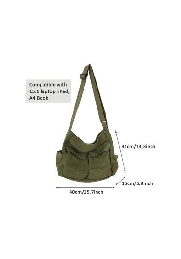 Kadınlar İçin Tuval Çapraz Çanta, Tuval Omuz Çantaları Estetik Haberci Çantası Y2k Satchel Çanta Hobo Tote Çanta Okul Seyahat Günlük Günlük Ordu Yeşili A340 Yeşil