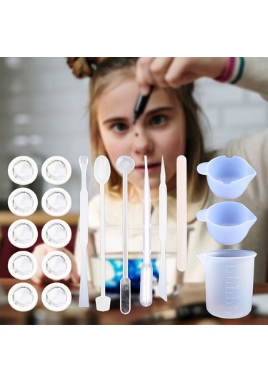 Geeroyoo 39 Parçalık Epoksi Reçine Ölçüm Seti - Silikon Ölçü Kapları, Karıştırma Çubukları Ve Parmak Kılıfları İle Dıy Takımı Beyaz