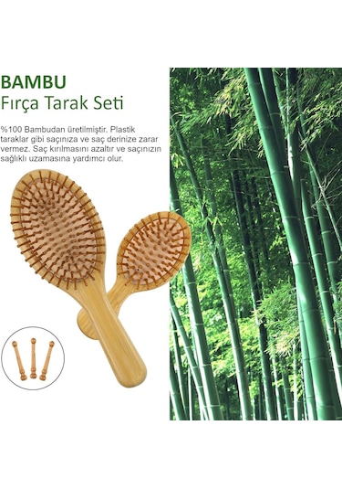 Valkyrie Doğal Bambu Fırça Tarak Seti 4'lü