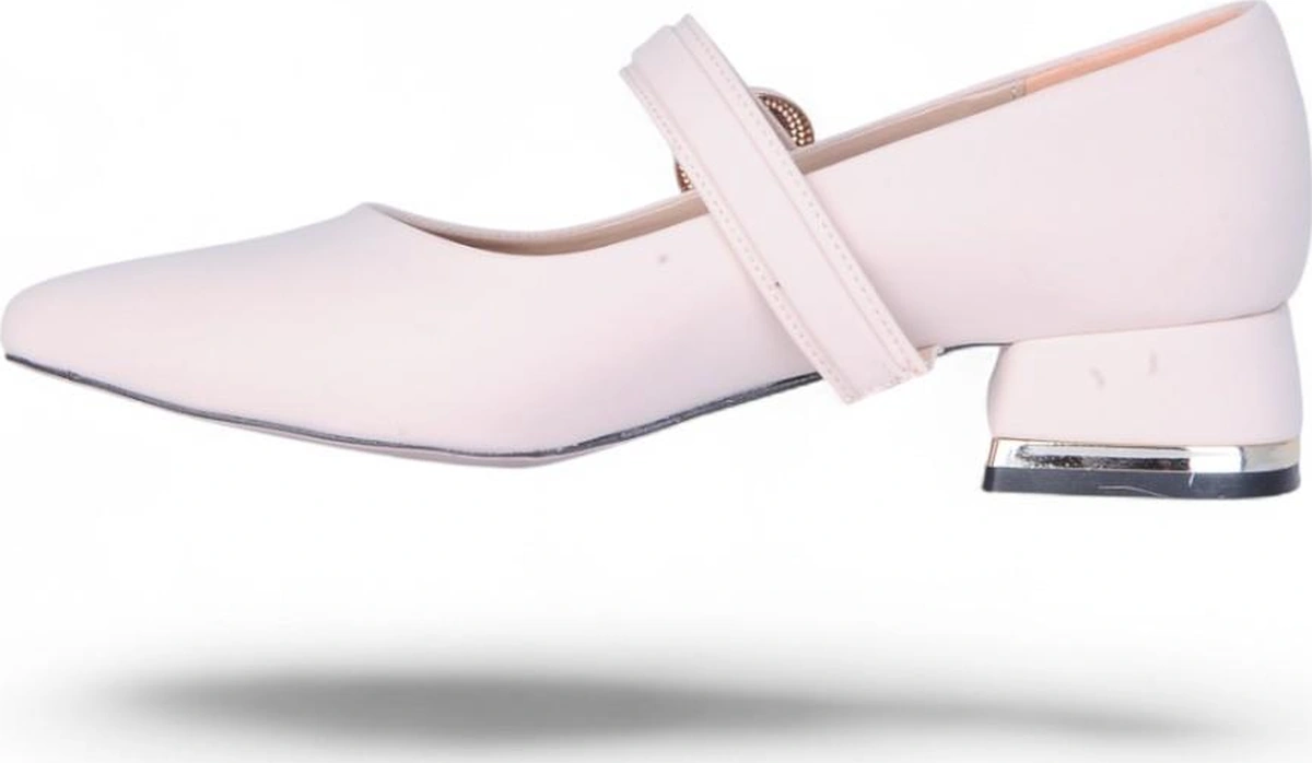 Scarletta S11 Saten 3cm Kadın Topuklu Ayakkabı Krem