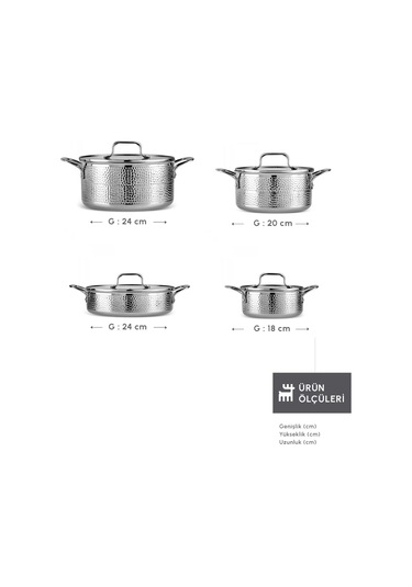 Karaca  Powersteel 316+ Enzo 8 Parça Çelik Tencere Seti