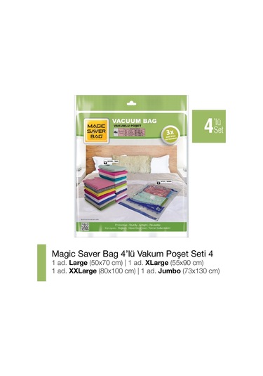 Magic Saver Bag 4'Lü Vakumlu Poşet Seti 4