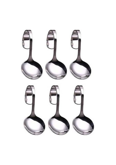 Fastbuy 6 Adet Kavisli Saplı Kaşık Seti: Tatlı, Salata, Ev Kullanımı İçin Paslanmaz Çelik