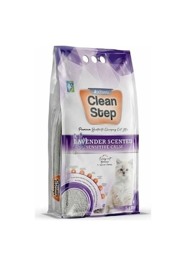Jadawa Clean Step Aktif Karbonlu Lavanta Kokulu İnce Topaklaşan Bentonit Kedi Kumu 5 L