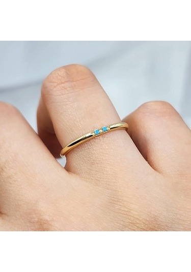 Firuze Turkuaz Taşlı 925 Ayar Gümüş Alyans Yüzük