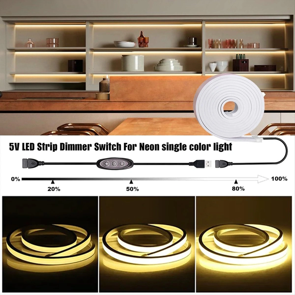 Xurunkeji 5v Usb Led Kısma Anahtarı, 10 Hızlı Kısma, Dişi - Erkek, 5v Tek Renkli Led Işıklar İçin 2'li Paket Usb Güç Kaynaklı Kısma Anahtarı Siyah