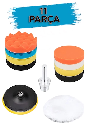 Batcell MK-75 Oto Araç Araba Pasta Cila Polisaj Süngeri Keçesi Pedi 11 Parça