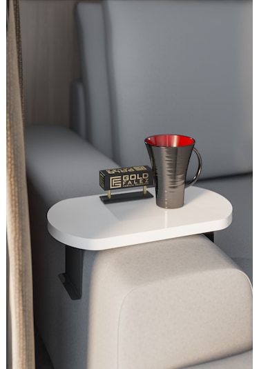 İkili Yan Sehpa Ayarlanabilir Tepsi Oval Dekoratif Krem