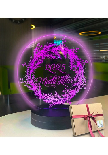 Yılbaşı Konseptli 2025 Oval 3d Led Gece Lambası