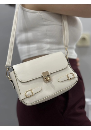 Biçomi Zerej Kemerli Krem Cilt Çanta Krem