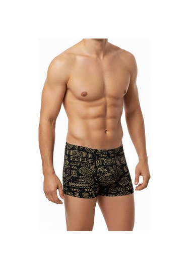 Erkek Likralı Baskı Desenli Boxer Bgl-st05009 Siyah