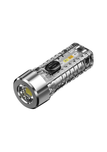 Wezone Dışarıda Evde Kullanılan Minik Anahtar Zinciri Feneri, 5w Çok Fonksiyonlu Parlak Işık, Şeffaf Abs+alüminyum, Kırmızı-mavi Flş Modları Şeffaf