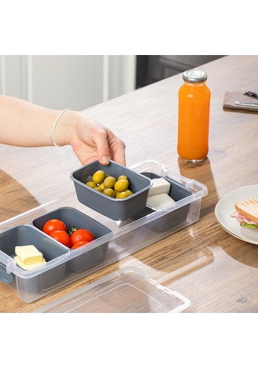 Porsima Org-457 6 Parça 4 Bölmeli Kahvaltılık Seti Saklama Kabı