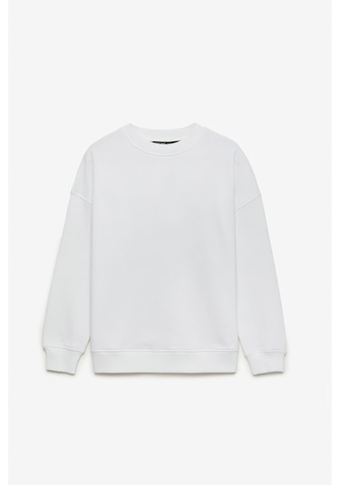 Ethıquet MIMI Kadın Yuvarlak Yaka Regular Beyaz Sweatshirt