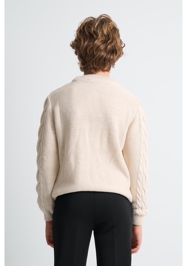 Alexandergardı Örgü Desenli Çocuk Kazak Bej