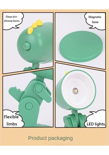 Metabagua Led Gece Işıkları Karikatür Hayvan Katlanır Masa Lambası Sevimli Evcil Hayvan Şeklinde Göz Koruma Lambası, Yeşil Pqoh0y Beyaz
