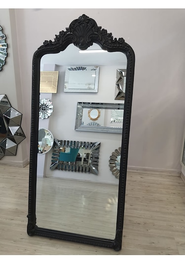 Ayna Denizi Princess Black Model Siyah Renk Dekoratif Ayaklı Boy Aynası Siyah