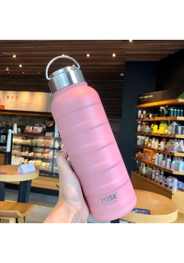 Paslanmaz Çelik Termos Su Şişesi 360ml Vakumlu Kapak Pembe İthal Ürün Pembe