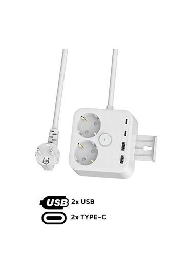 2'li Priz Yüksek Akım Korumalı 3680 Watt / 2xusb Girişi / 2xtype- Diğer