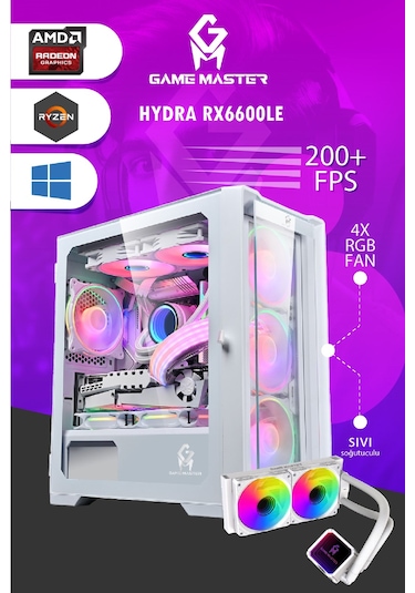 Game Master Hydra RX6600LE R5 5600 16 GB 512 GB M.2 SSD RX6600LE 8 GB Free Dos Masaüstü Oyuncu Bilgisayarı