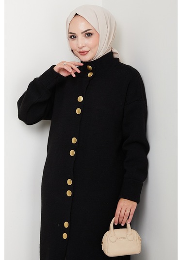Reha Düğmeli Triko Hırka 1603 - Siyah Siyah