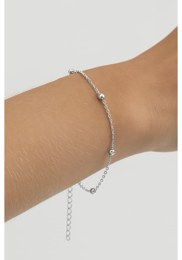 Takı Dükkanı Toplu Forse Zincirli Uzatmalı Paslanmaz Çelik Bayan Bileklik Eck59b Metalik