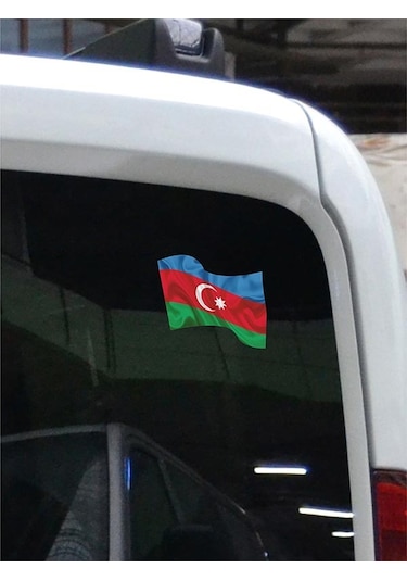 Azerbaycan Dalgalı Bayrak Etiket 10 X 9 Cm